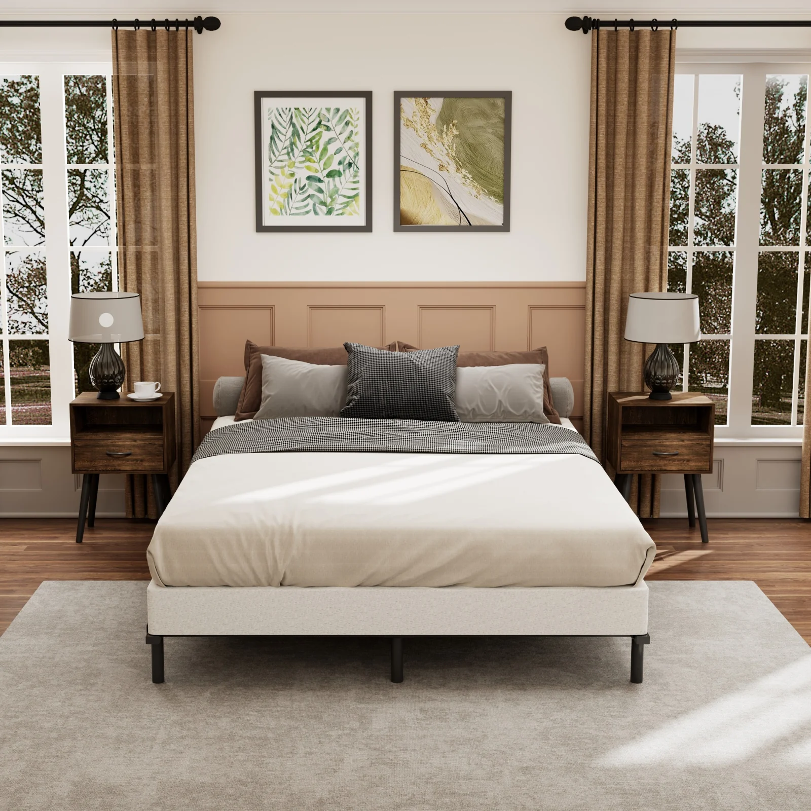 WANTAI 5 inch box spring with mattress in bedroom